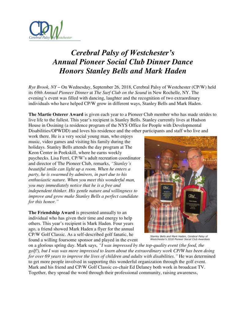 Pioneer Social Club Dinner Dance Honors Stanley Bells and Mark Haden