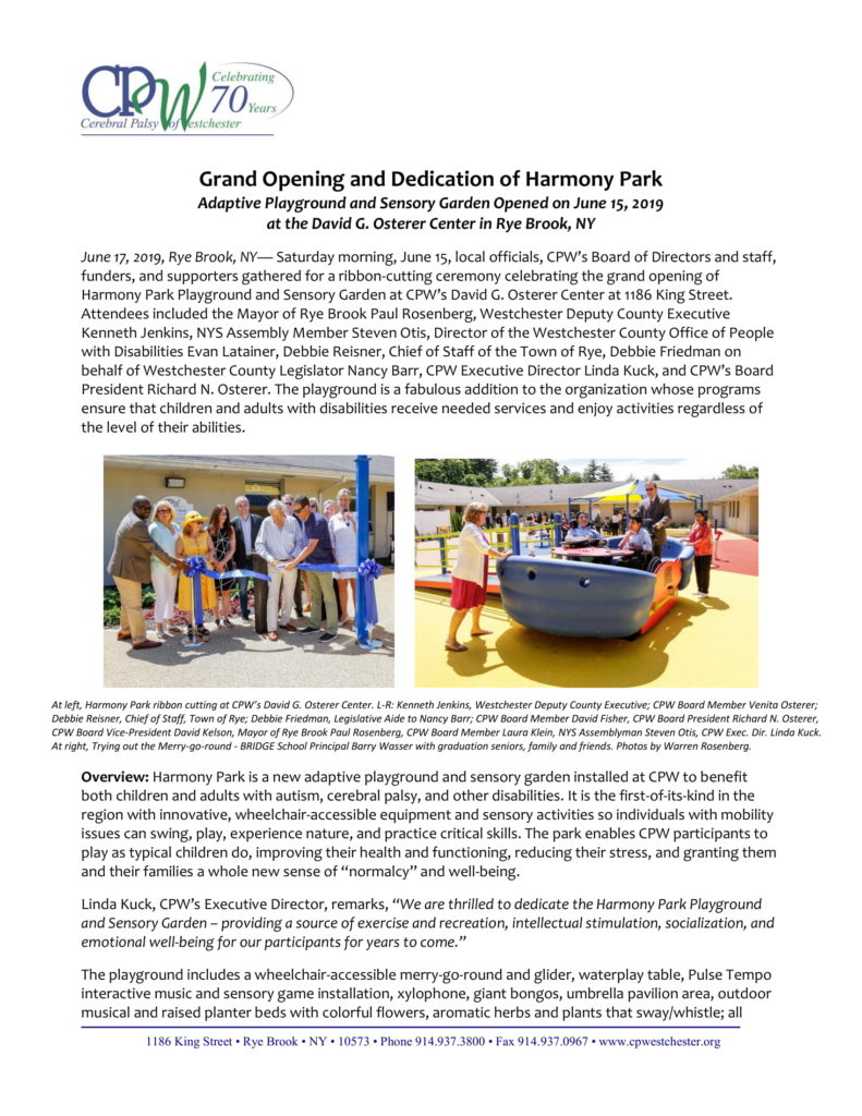 Grand Opening and Dedication of Harmony Park