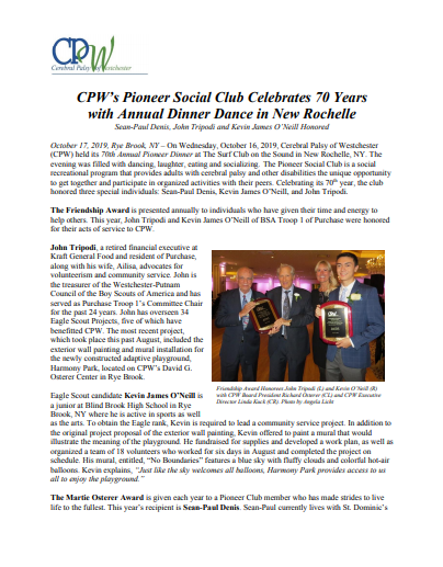 CPW’s Pioneer Social Club Celebrates 70 Years