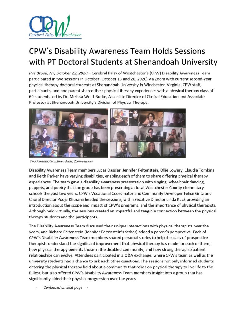Disability Awareness Team Meets With Shenandoah Univ