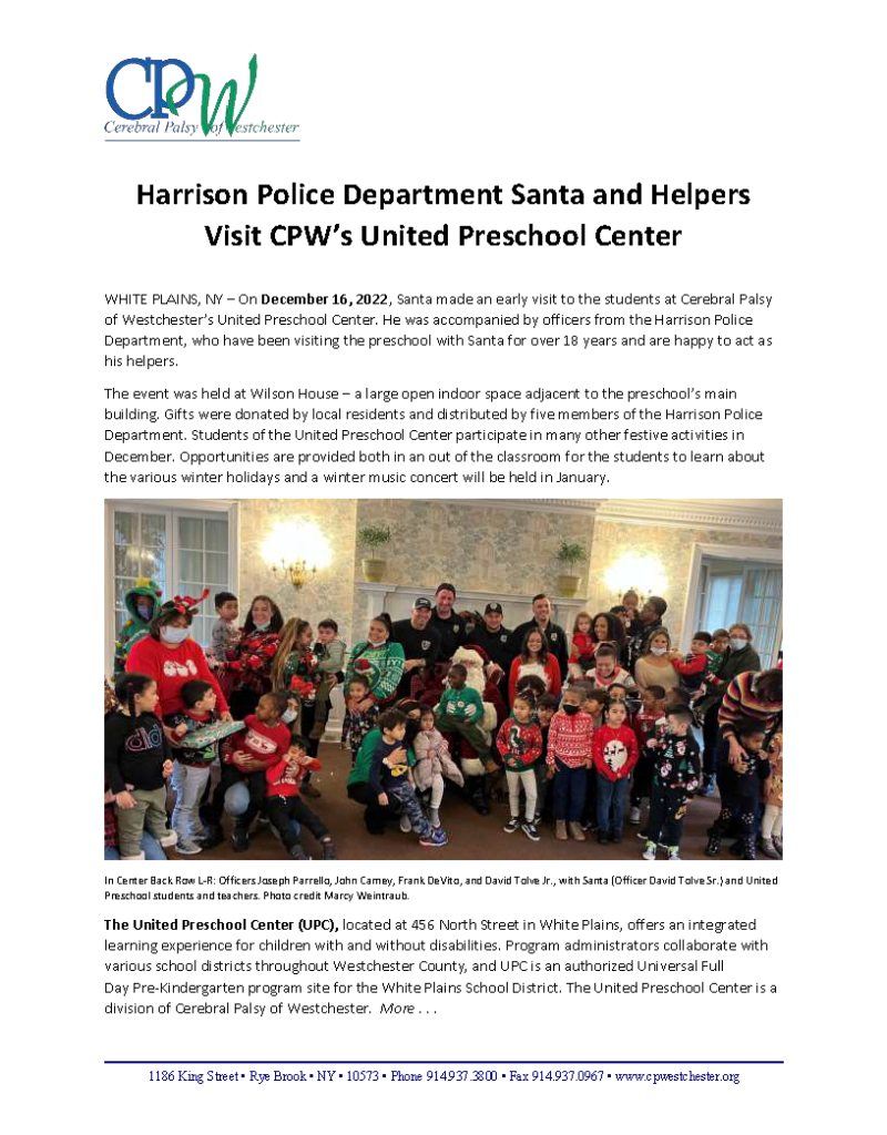 Harrison Police Department Santa and Helpers Visit UPC