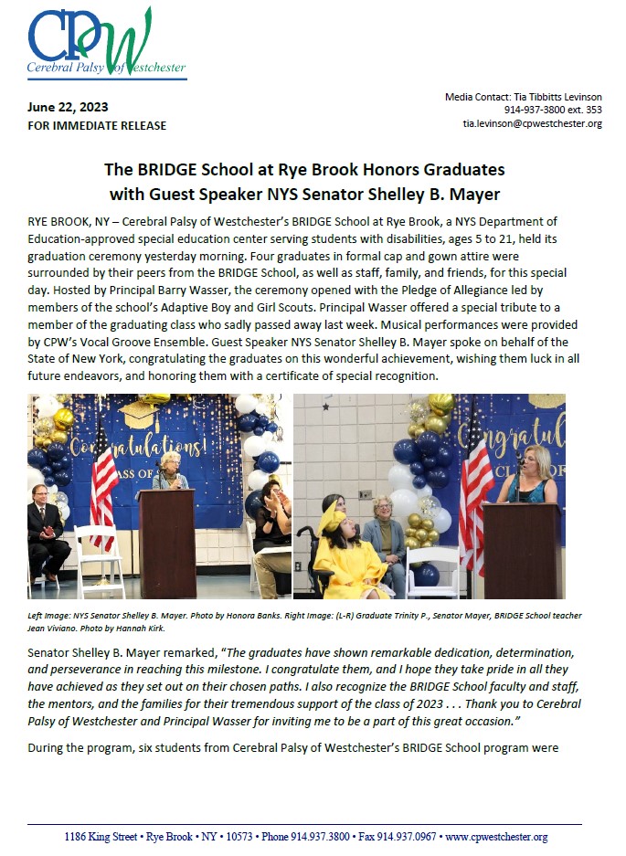 Senator Mayer Speaks at 2023 BRIDGE School Graduation
